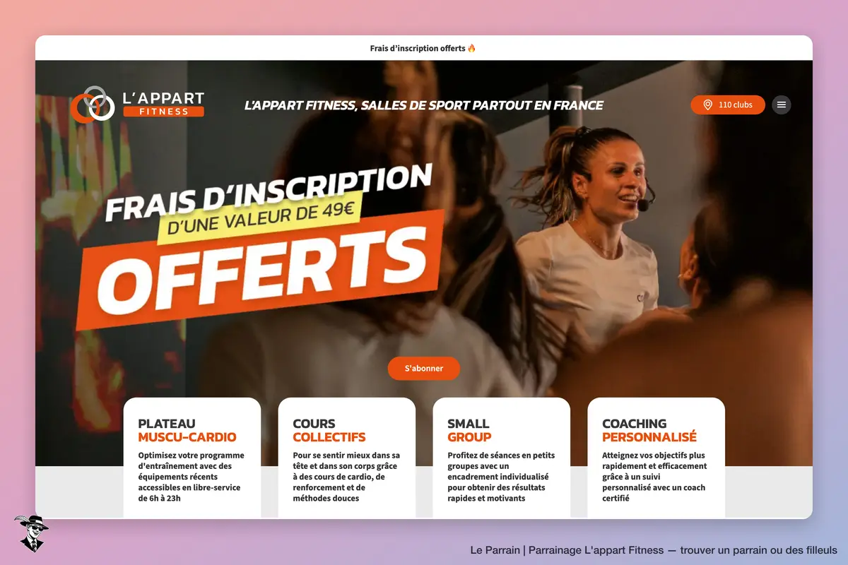 Page d'accueil de L'appart Fitness