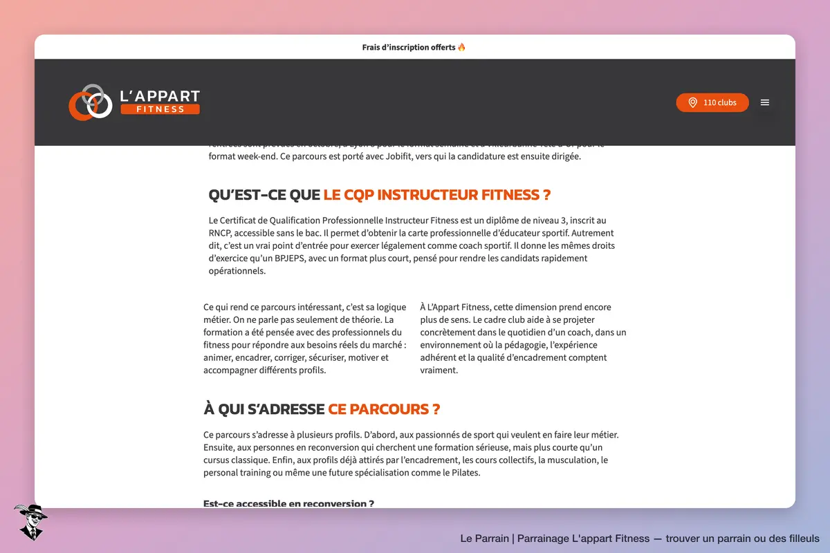 Capture d'écran de L'appart Fitness