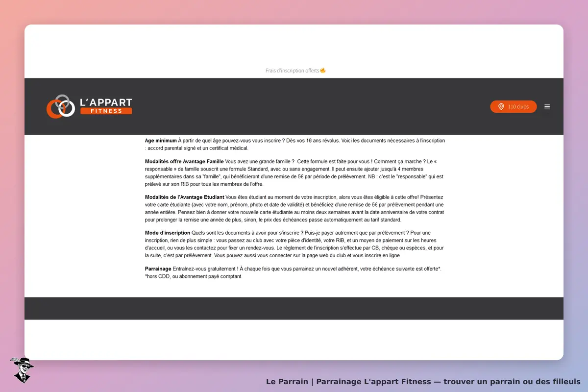 L'APPART FITNESS : informations sur l'inscription et les avantages pour les familles et étudiants