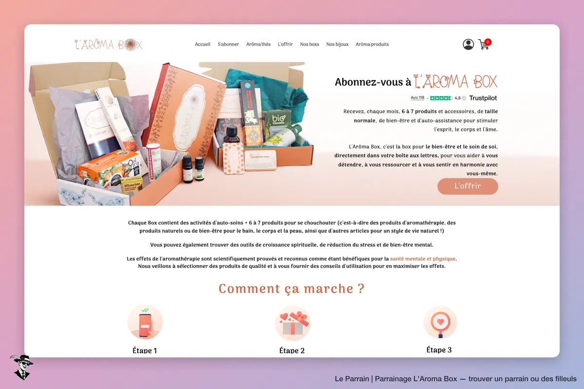 Page d'accueil de L'Aroma Box