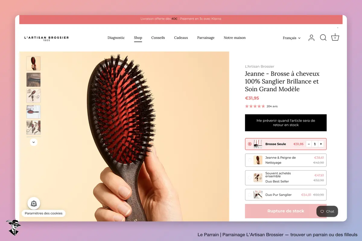 Page produit de L'Artisan Brossier