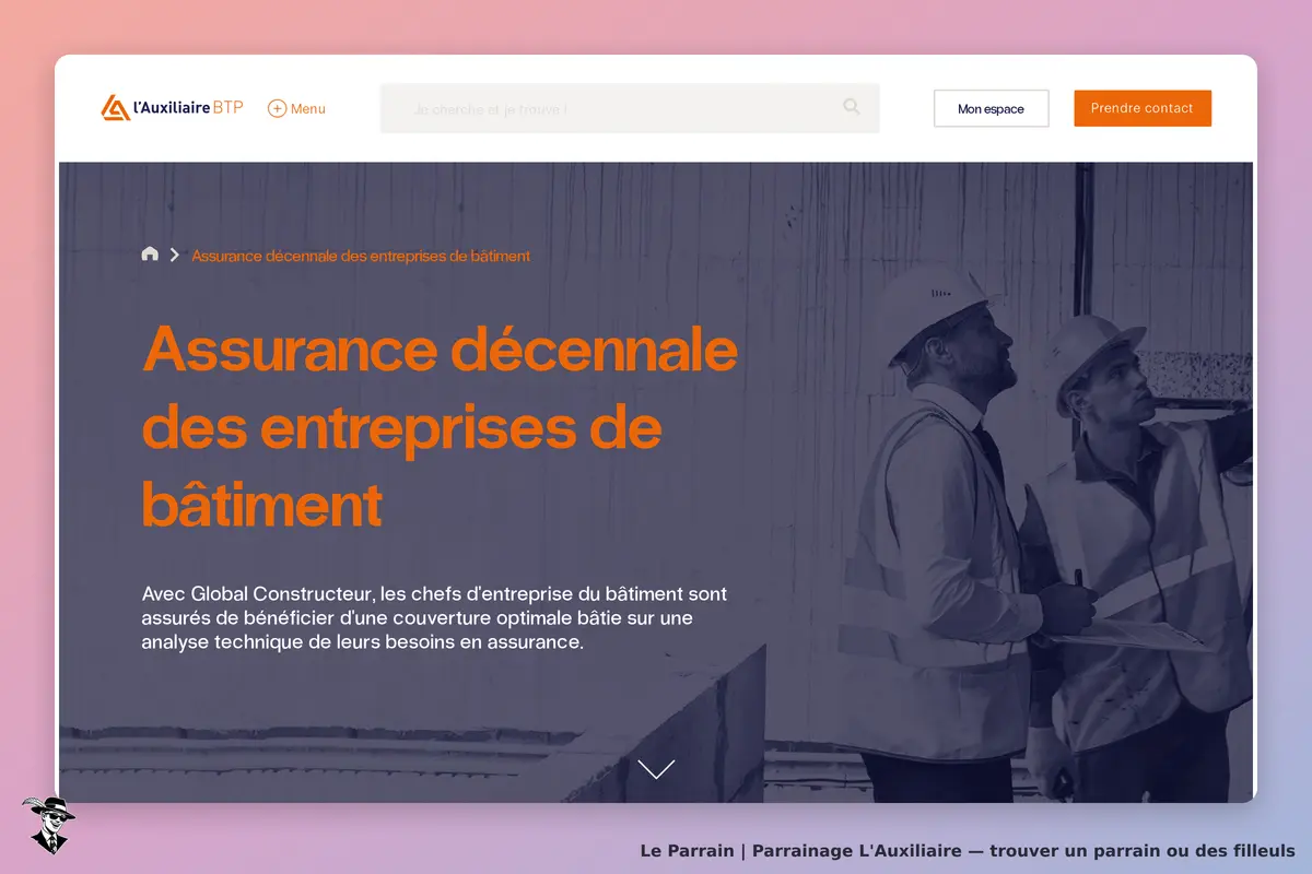 L'Auxiliaire : page d'accueil sur l'assurance décennale pour entreprises du bâtiment