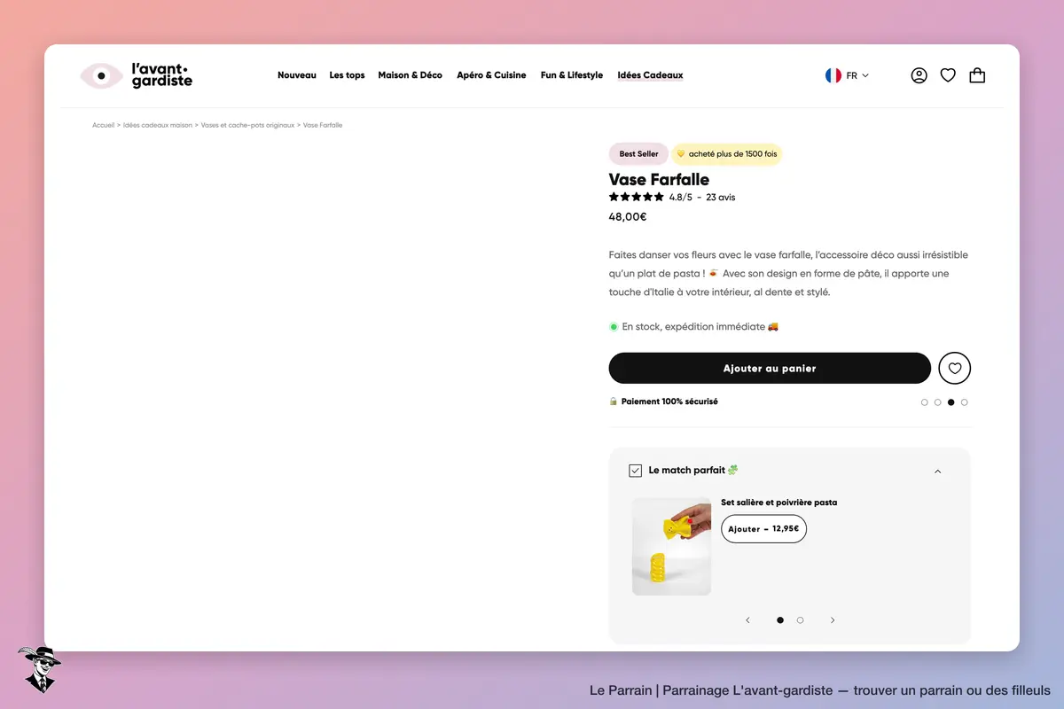 Page produit de L'avant-gardiste