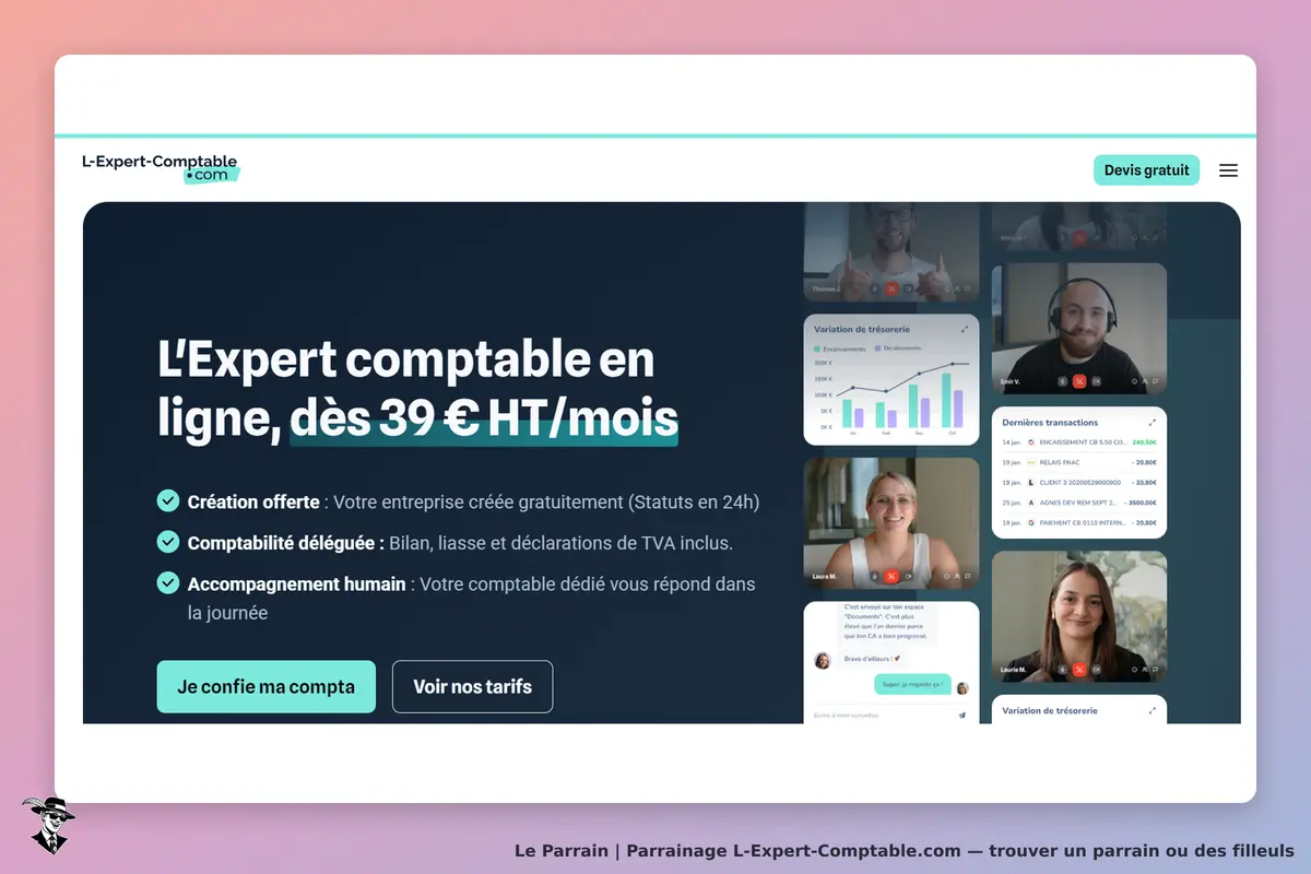 L-Expert-Comptable.com : page d'accueil présentant des services de comptabilité en ligne