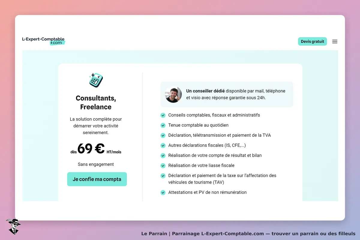 L-Expert-Comptable.com : page d'accueil présentant des services pour consultants et freelances