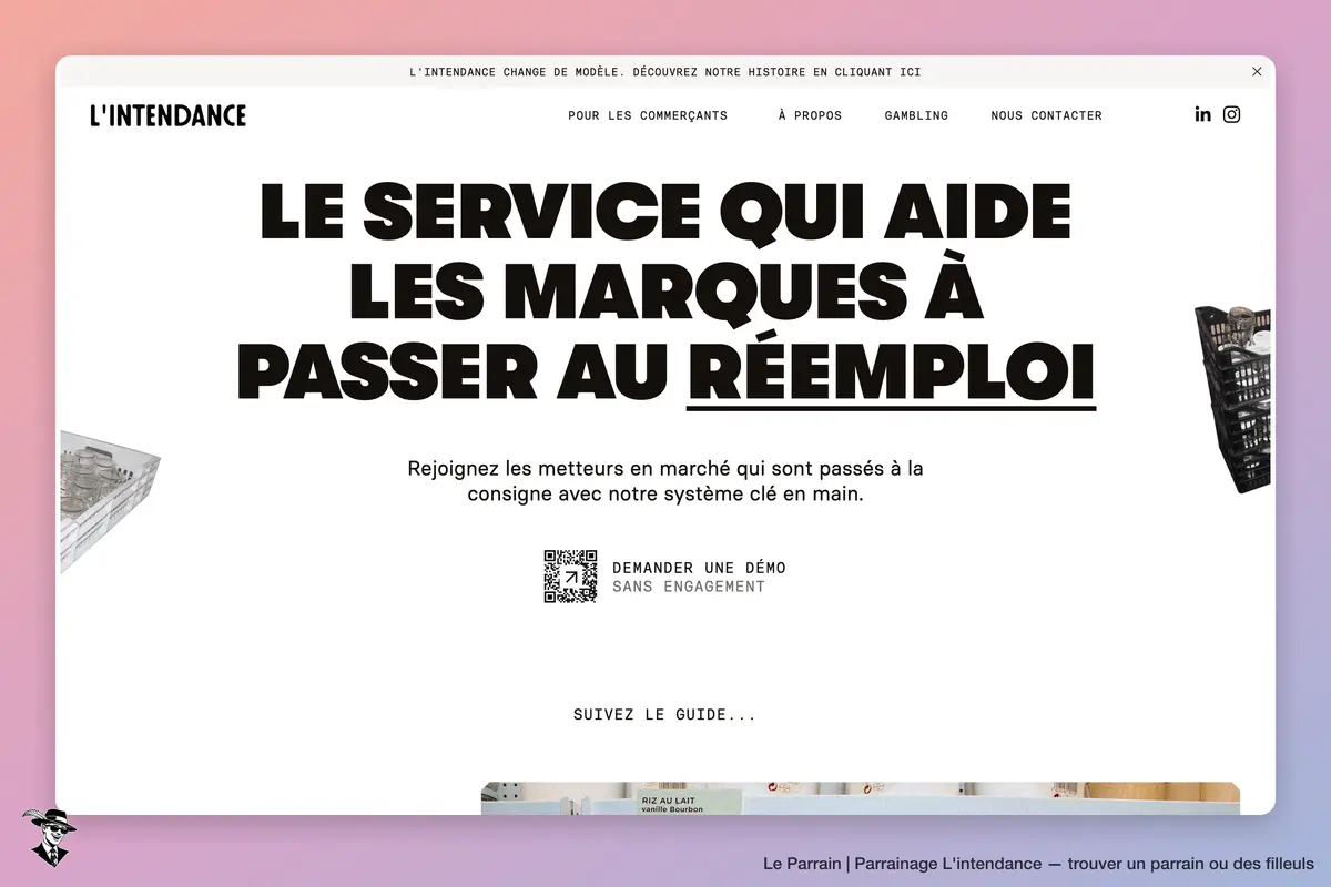 Page d'accueil de L'intendance