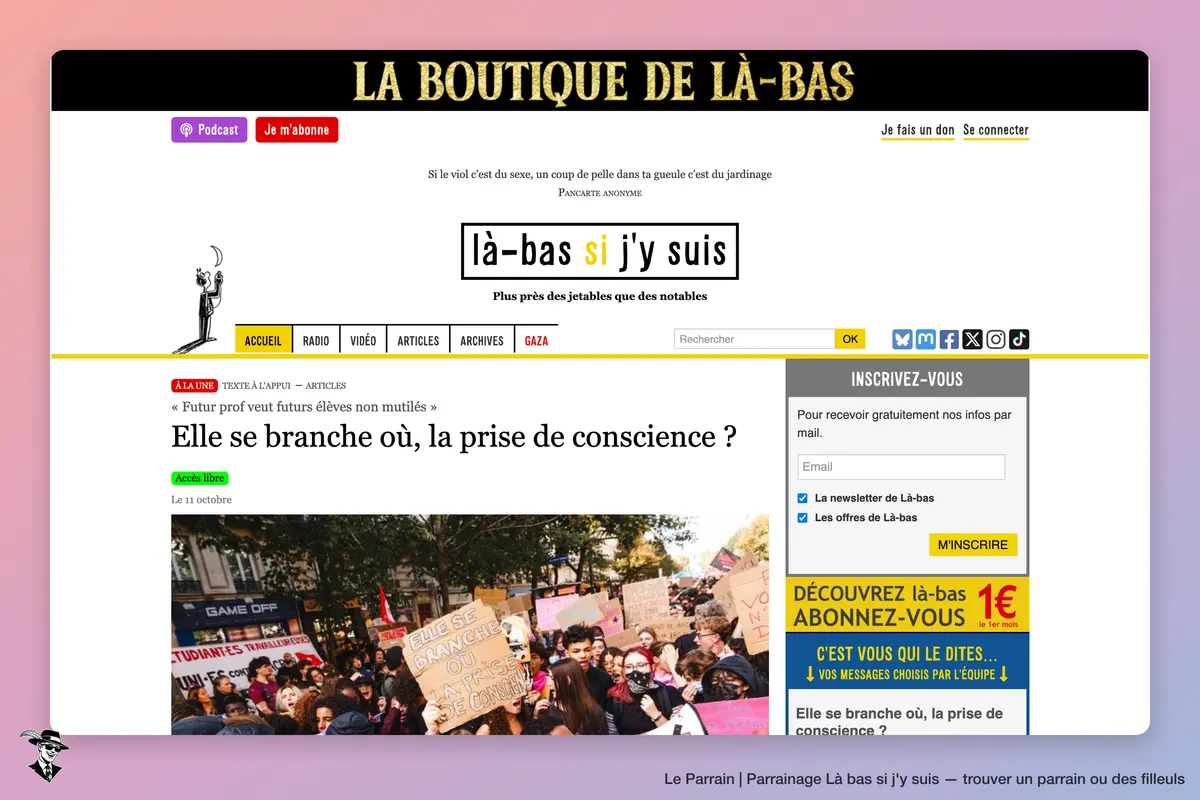 Page d'accueil de Là bas si j'y suis