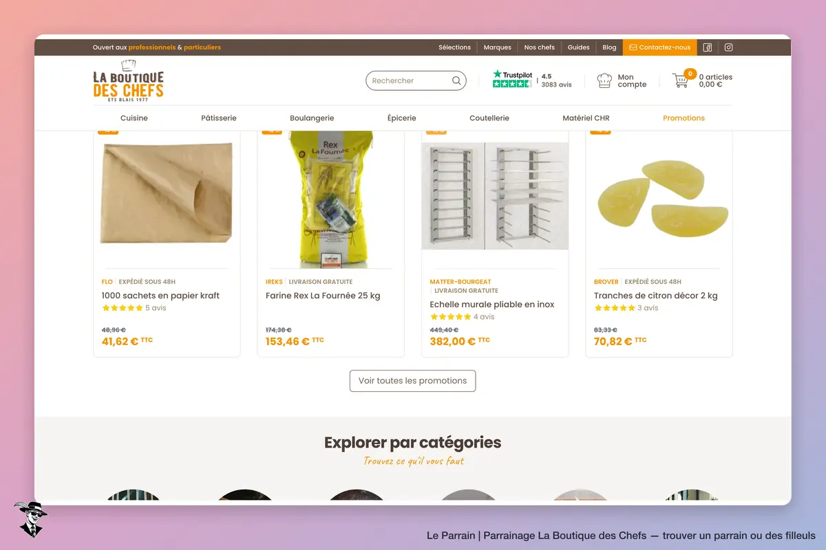 Capture d'écran de La Boutique des Chefs