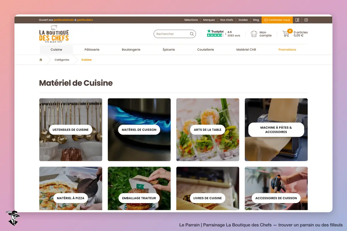 Page catégorie de La Boutique des Chefs