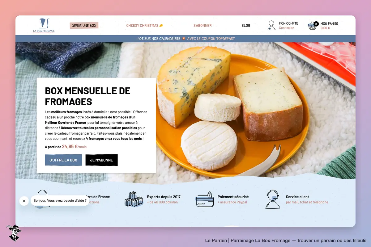 Page d'accueil de La Box Fromage