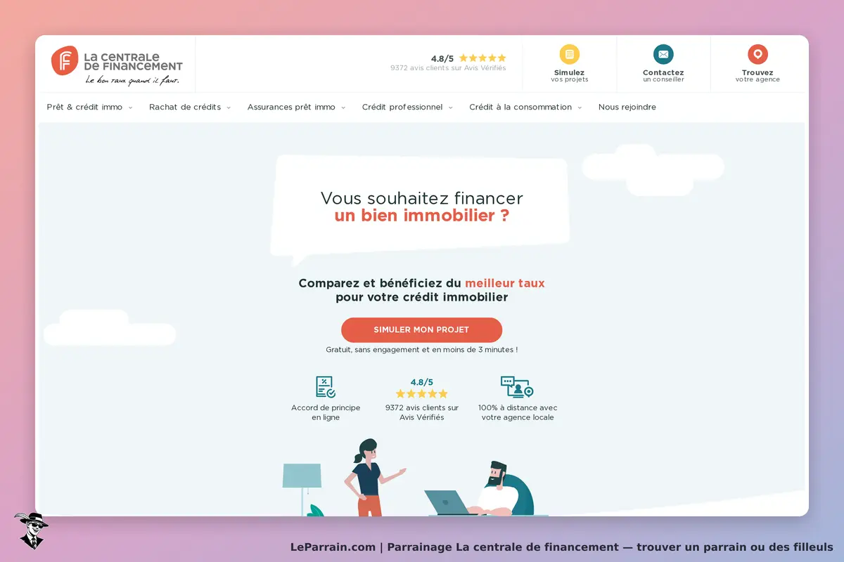 La centrale de financement : page d'accueil avec un formulaire de simulation de crédit immobilier