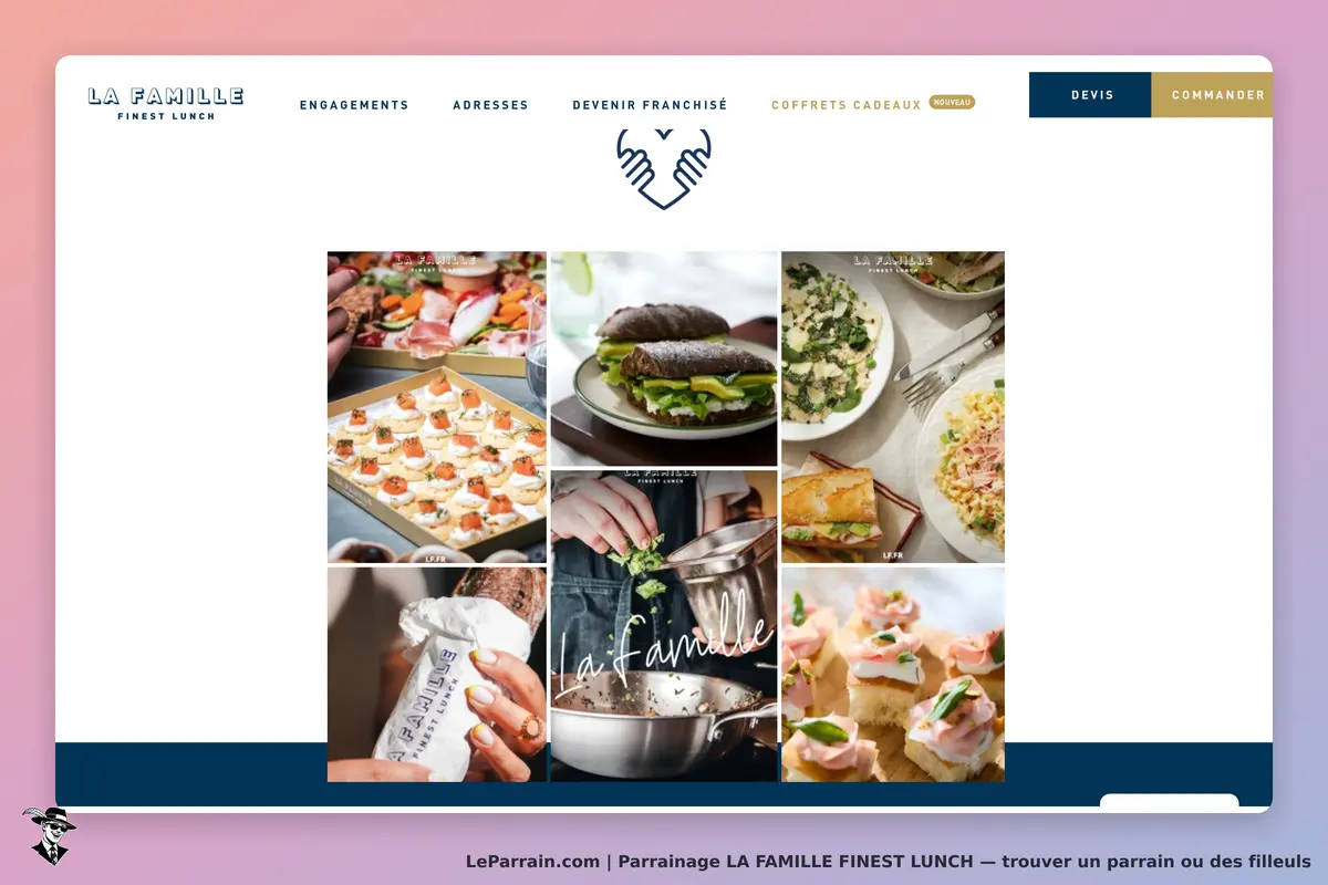 LA FAMILLE FINEST LUNCH : lA FAMILLE : mosaïque de plats variés et produits culinaires sur la page