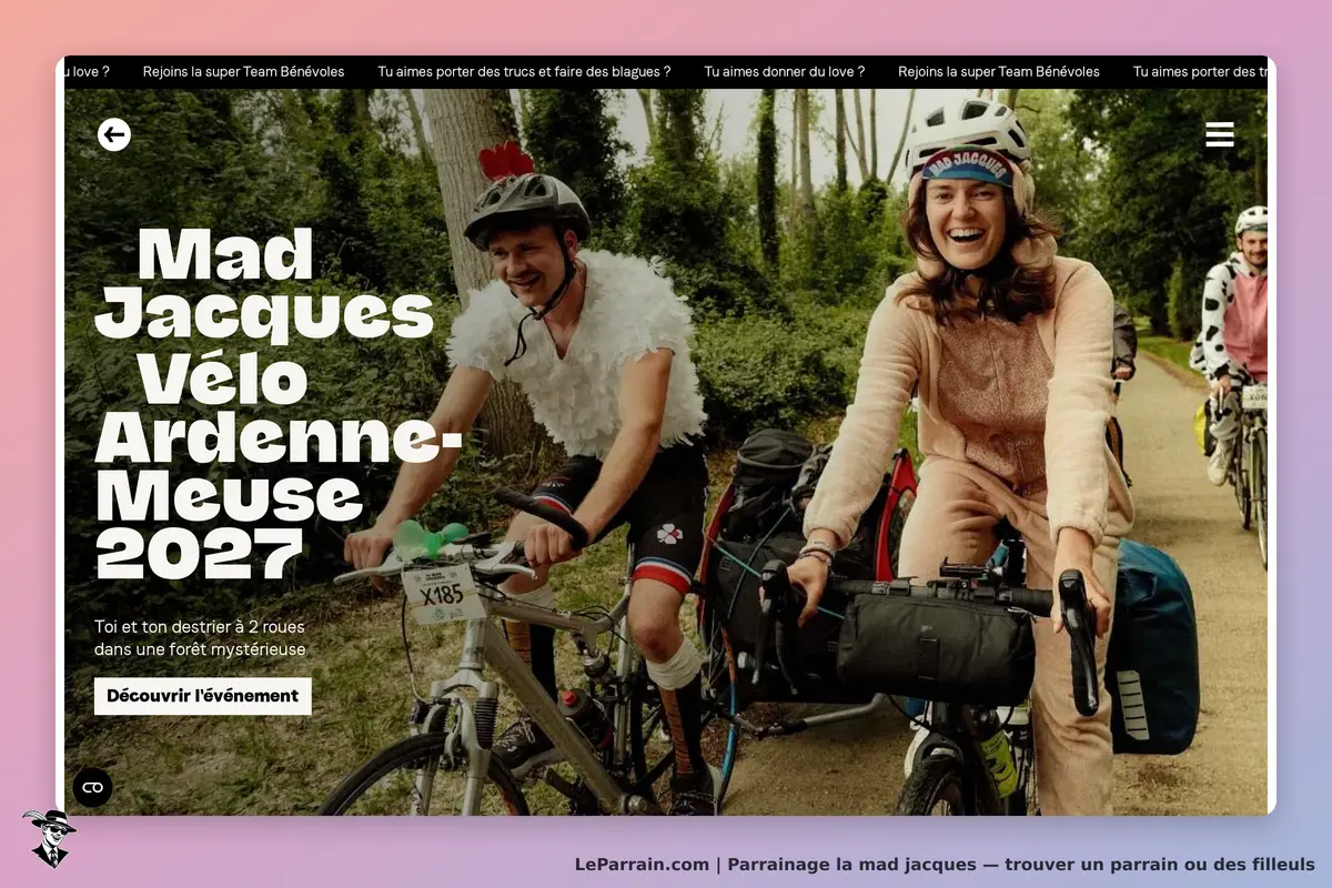 la mad jacques : mad Jacques : deux cyclistes en tenue originale sur un chemin forestier, ambiance