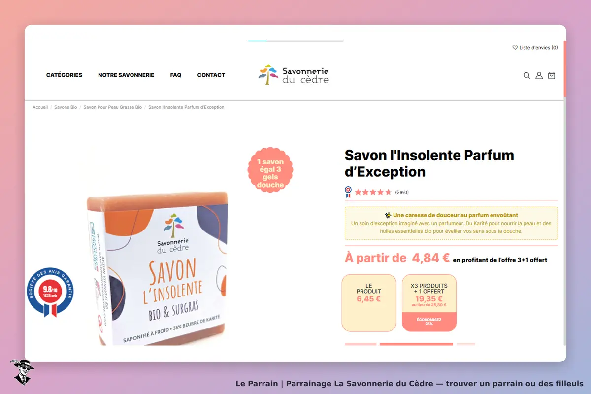 La Savonnerie du Cèdre : présentation du savon l'Insolente avec description et avis clients