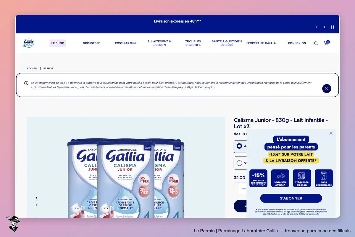 Page produit de Laboratoire Gallia