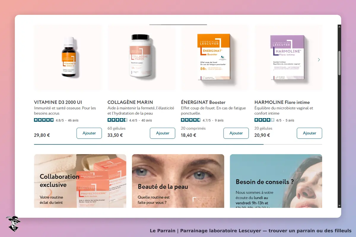 Laboratoire Lescuyer : produits de santé et bien-être avec évaluations et options d'ajout au panier