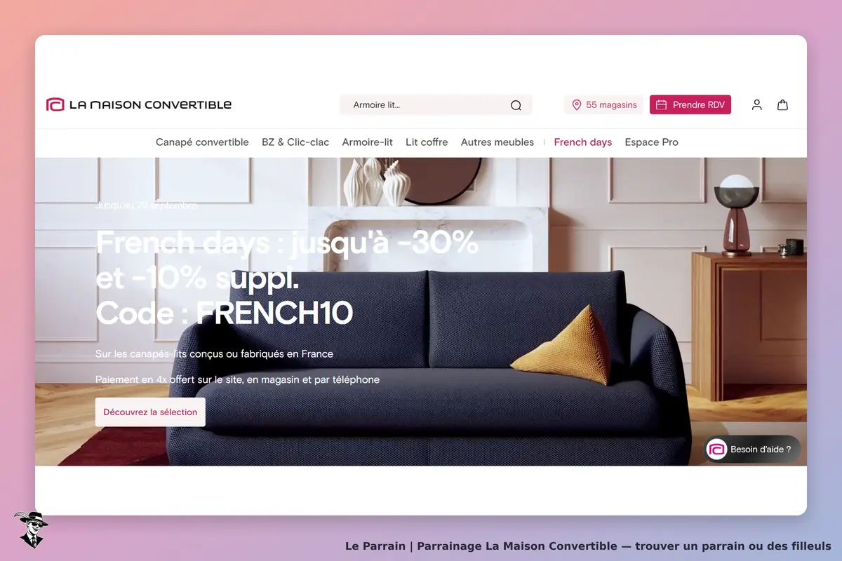 La Maison Convertible : page d'accueil avec un canapé et des éléments de décoration intérieure