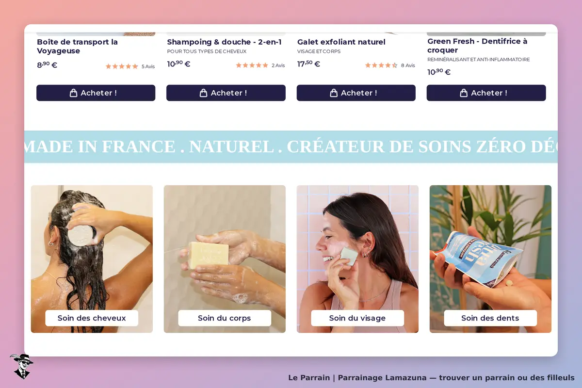 Lamazuna : produits de soins naturels avec images et descriptions des soins proposés