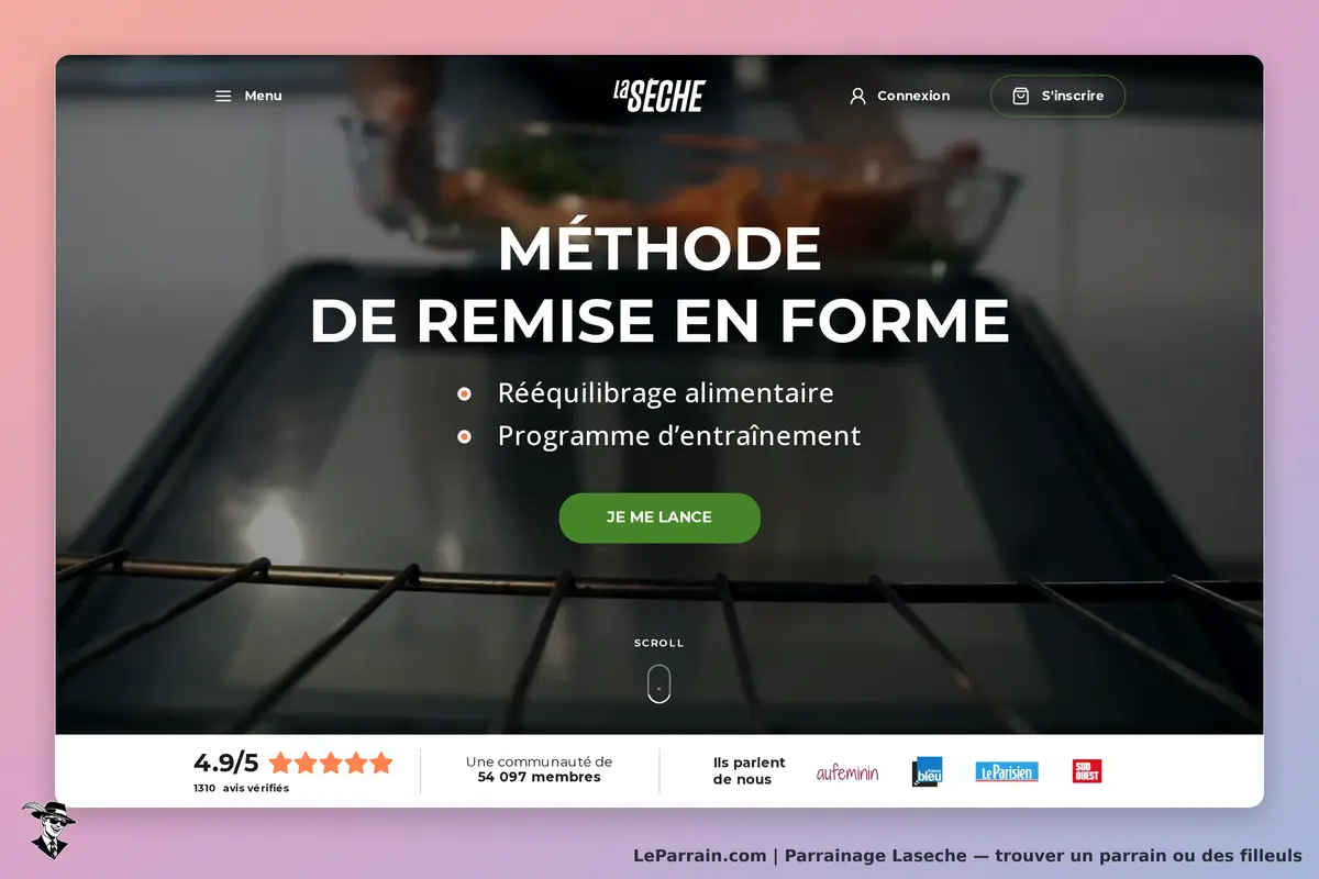 Laseche : page d'accueil présentant la méthode de remise en forme et des options de rééquilibrage