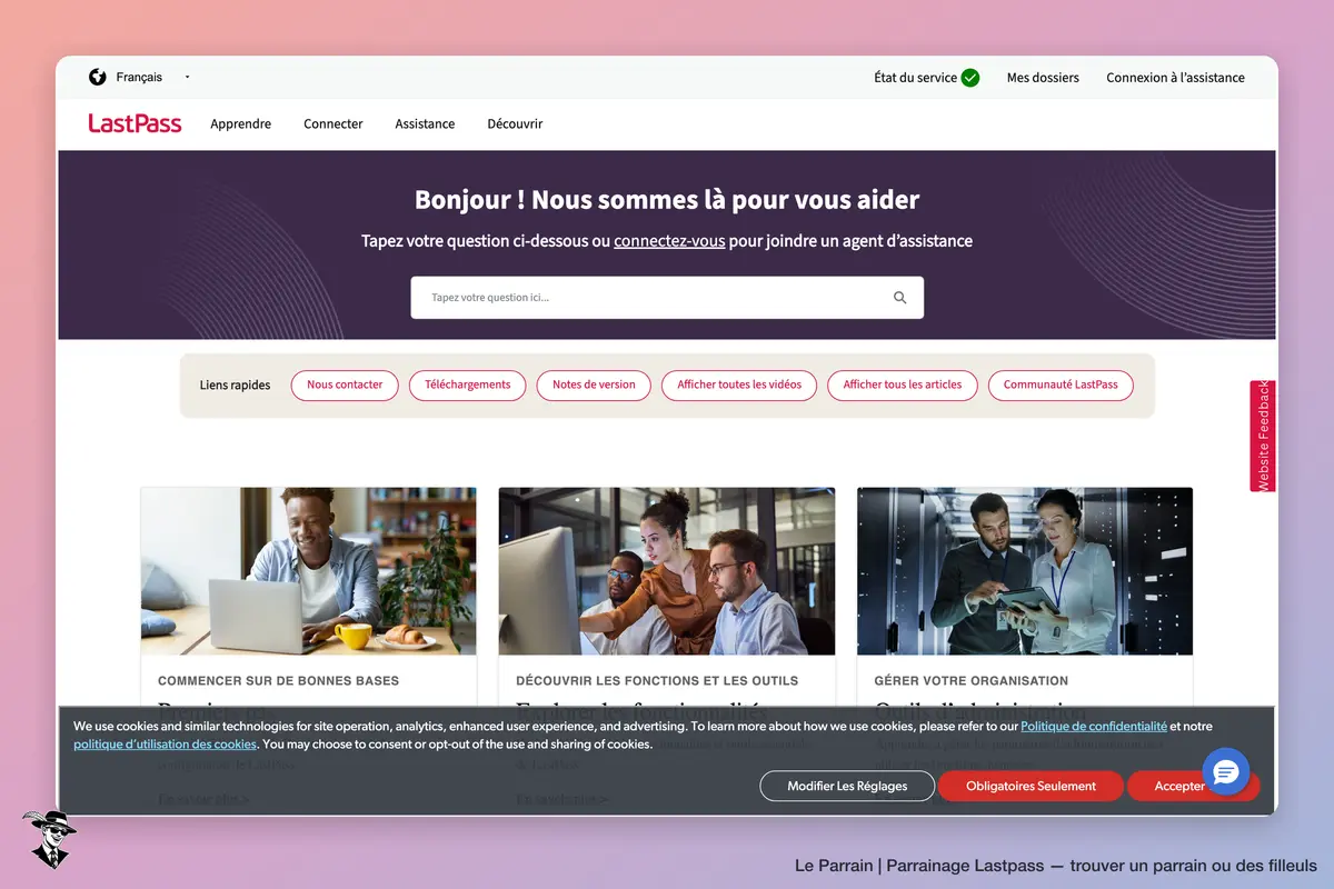 Page d'accueil de Lastpass