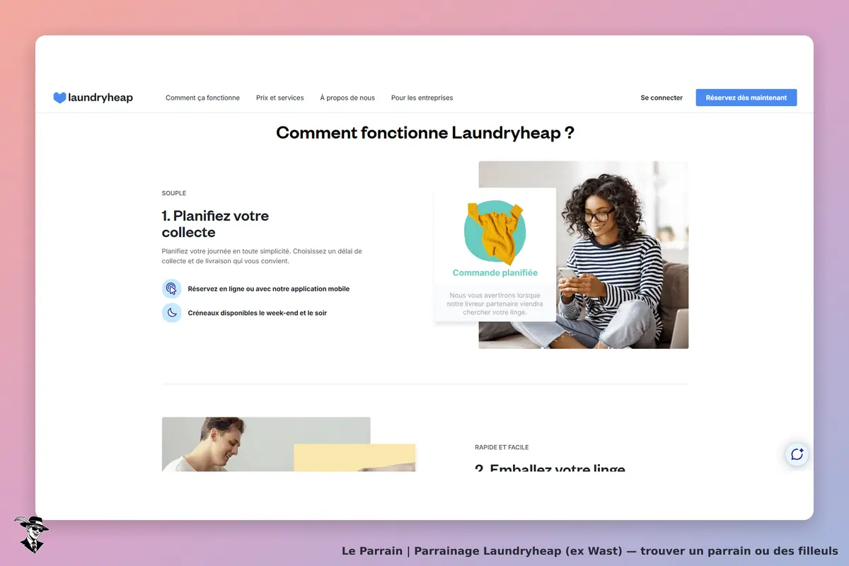 Laundryheap (ex Wast) : laundryheap : page d'accueil expliquant le fonctionnement du service de