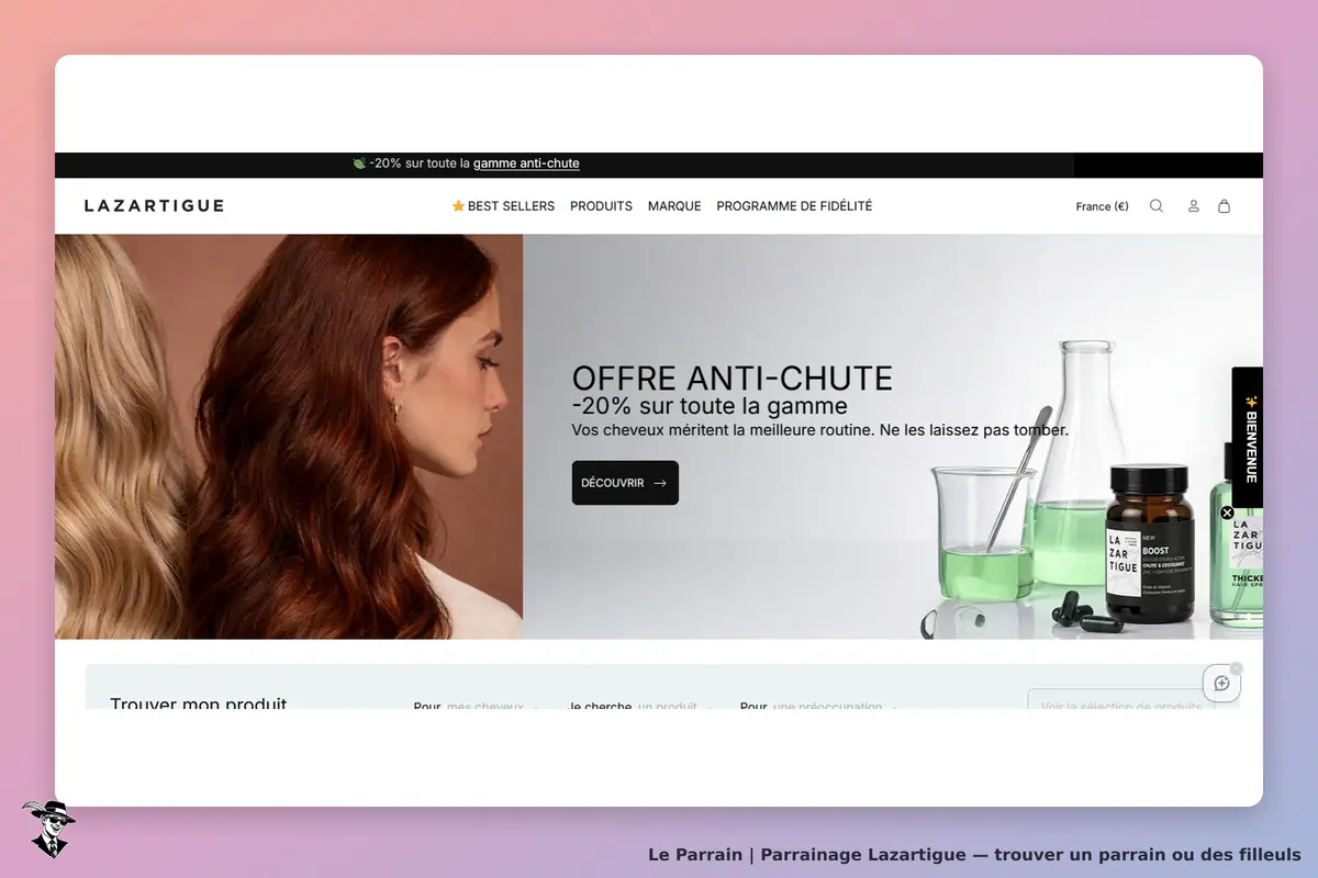 Lazartigue : page d'accueil avec produits capillaires et modèles aux cheveux longs