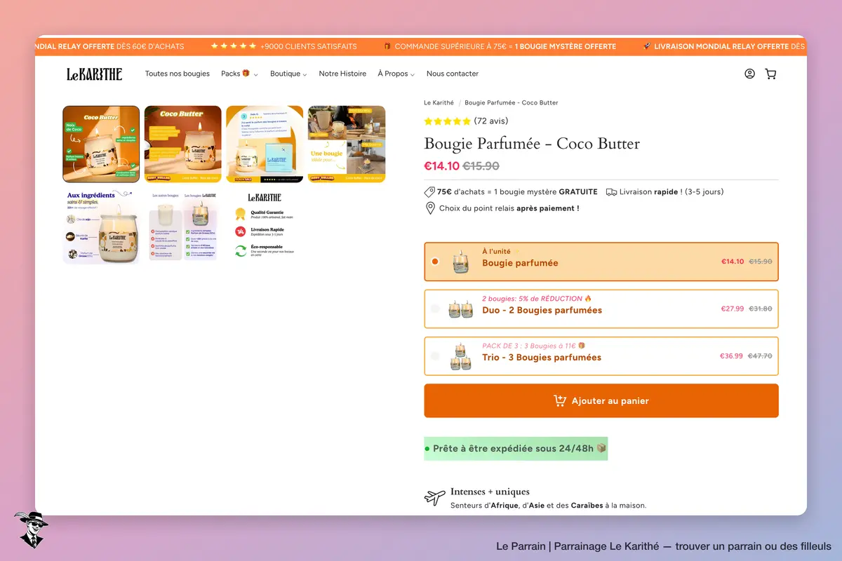 Page produit de Le Karithé