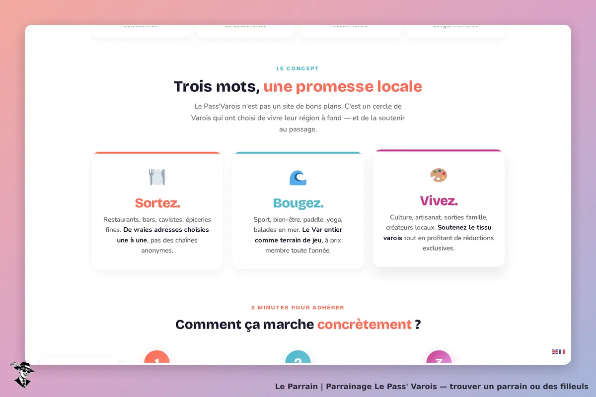 Le Pass' Varois : présentation des concepts "Sortez", "Bougez", "Vivez" sur fond coloré