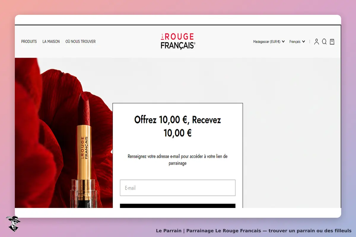Le Rouge Francais : le Rouge Français : page d'accueil avec un rouge à lèvres et un formulaire