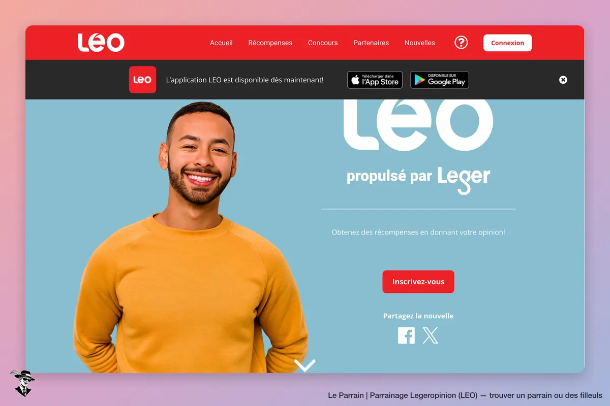 Page d'accueil de Legeropinion (LEO)