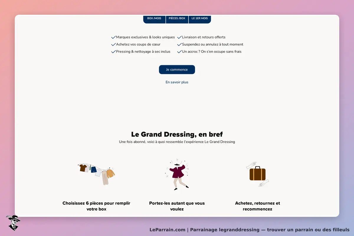 legranddressing : le Grand Dressing : page d'accueil présentant l'expérience et les options de