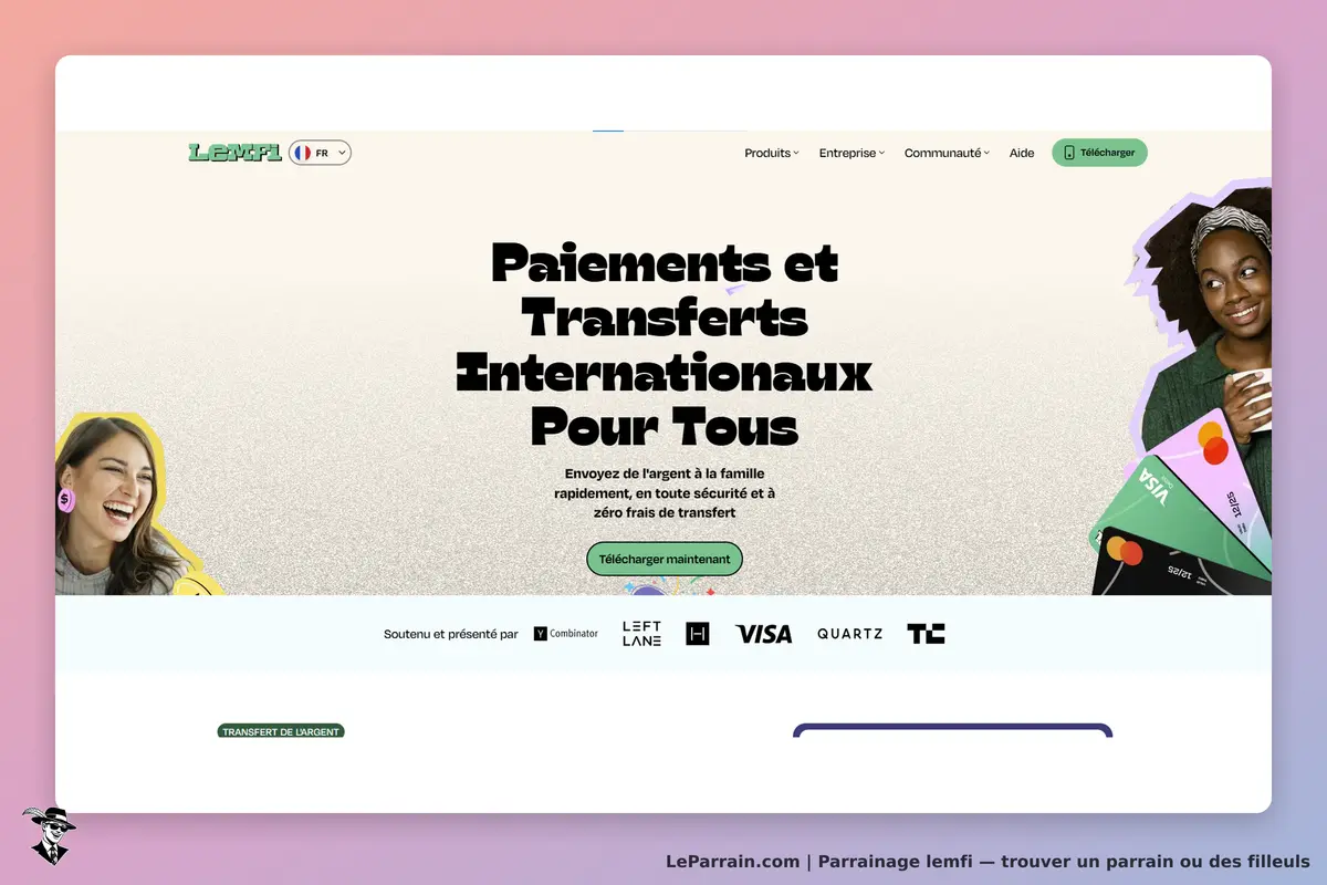 Lemfi : page d'accueil présentant des services de paiements et transferts internationaux