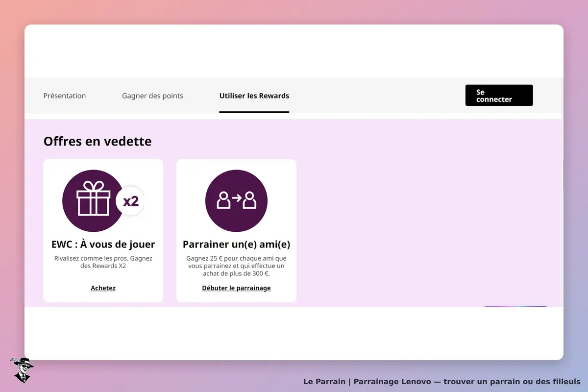 Lenovo : page présentant des offres en vedette avec des icônes et des descriptions