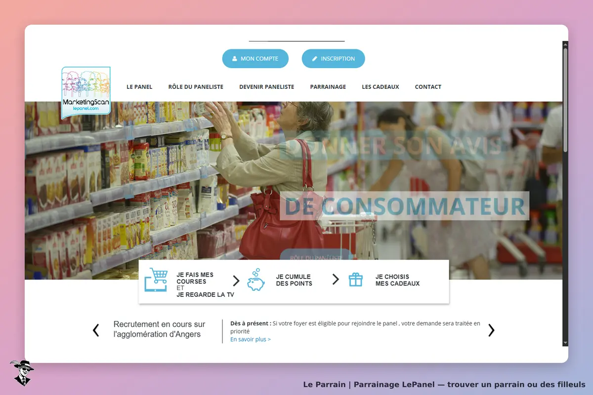 LePanel : page d'accueil avec une femme faisant ses courses en supermarché