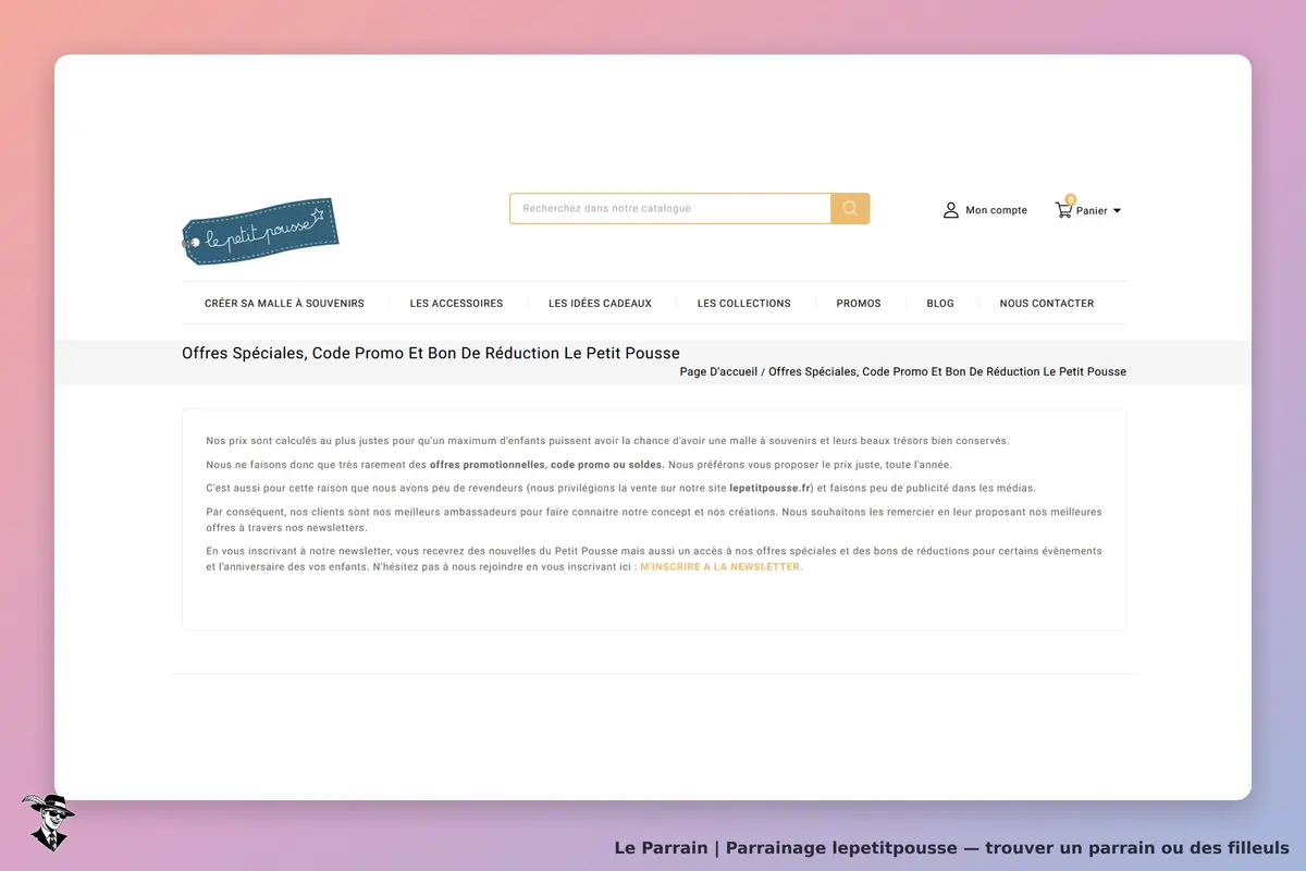 lepetitpousse : le petit pousse : page d'accueil avec informations sur les offres spéciales et la