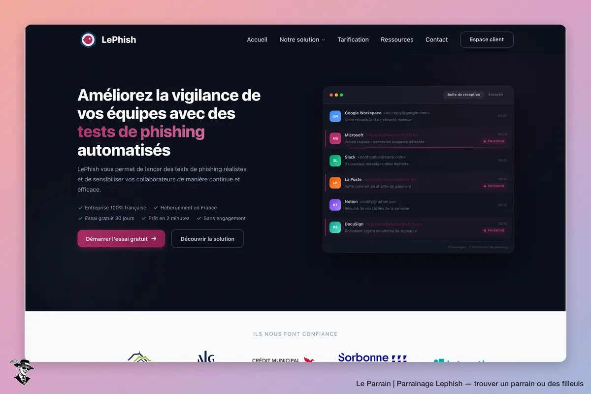 Page d'accueil de Lephish