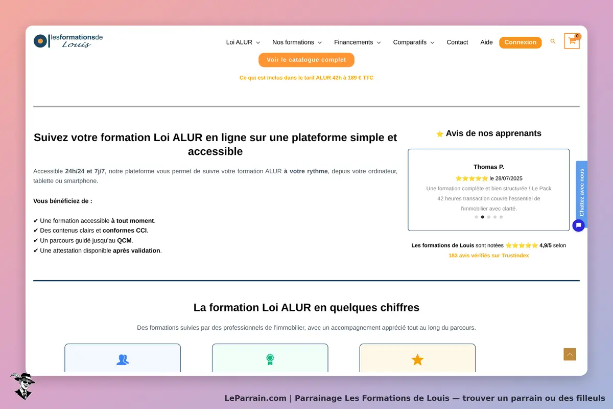 Formation en ligne Loi ALUR, accessible 24/7 sur une plateforme simple et intuitive.