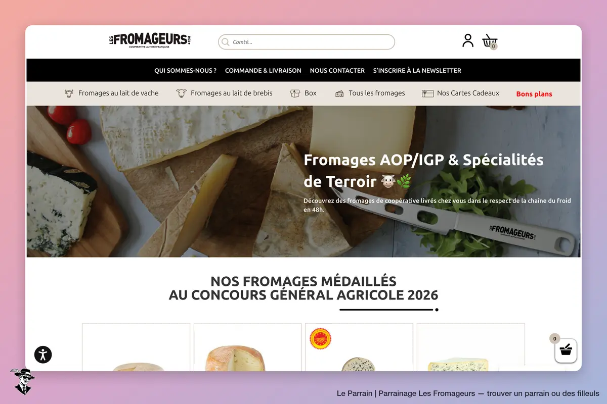 Page d'accueil de Les Fromageurs