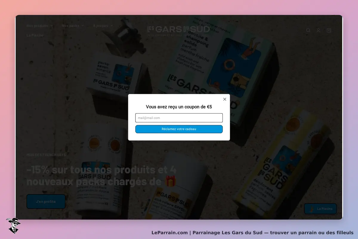 Les Gars du Sud : page d'accueil avec produits et formulaire pour réclamer un coupon