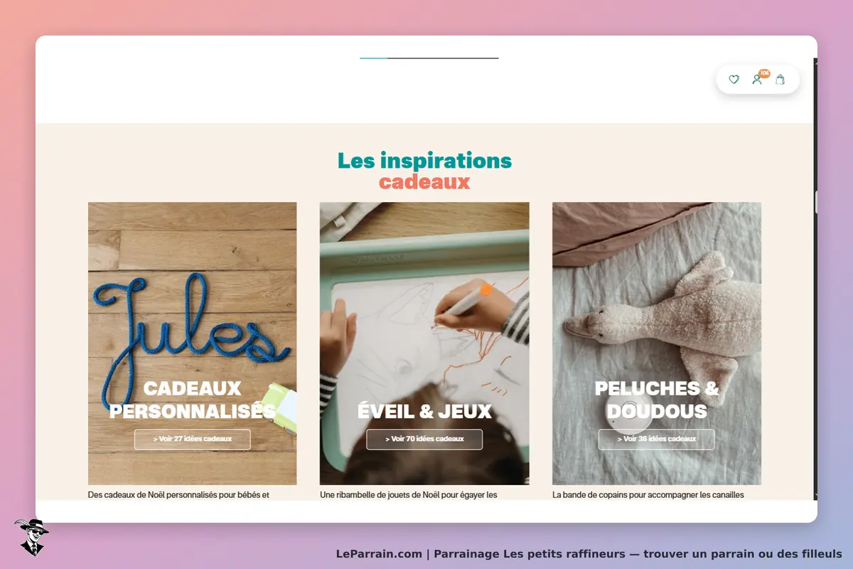 Les petits raffineurs : inspirations cadeaux avec trois catégories et visuels de produits
