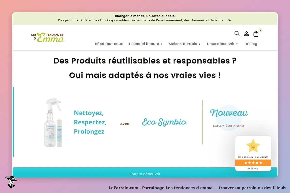Les tendances d emma : les Tendances d'Emma : page d'accueil avec produits réutilisables et message