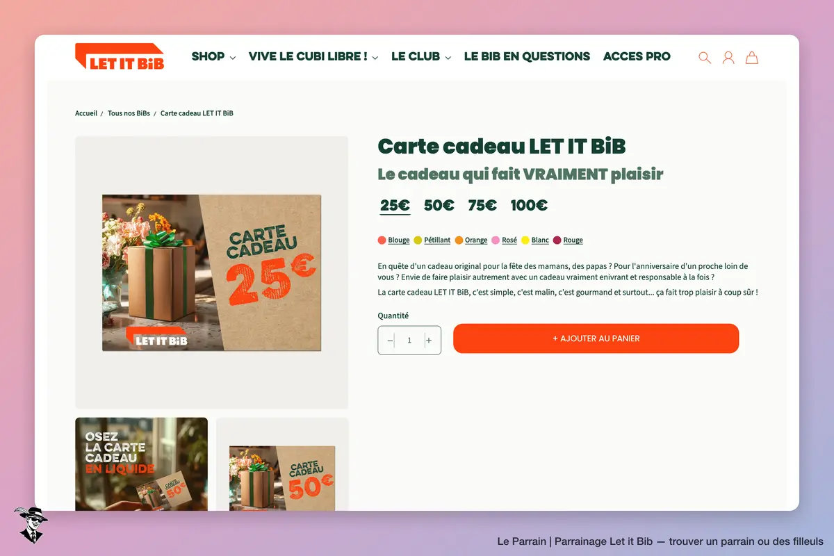 Page produit de Let it Bib