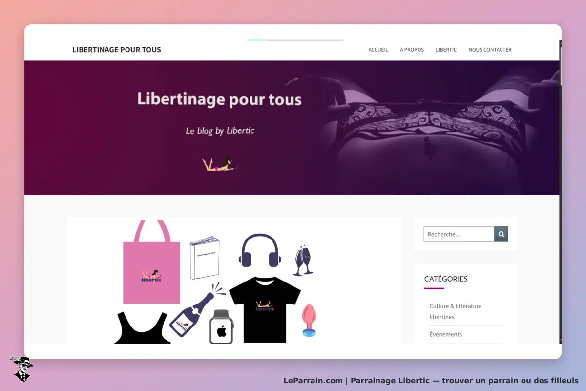 Libertic : page d'accueil du blog avec divers produits et catégories affichés