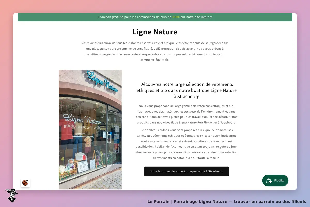 Ligne Nature : vitrine de la boutique avec vêtements éthiques et bio à Strasbourg