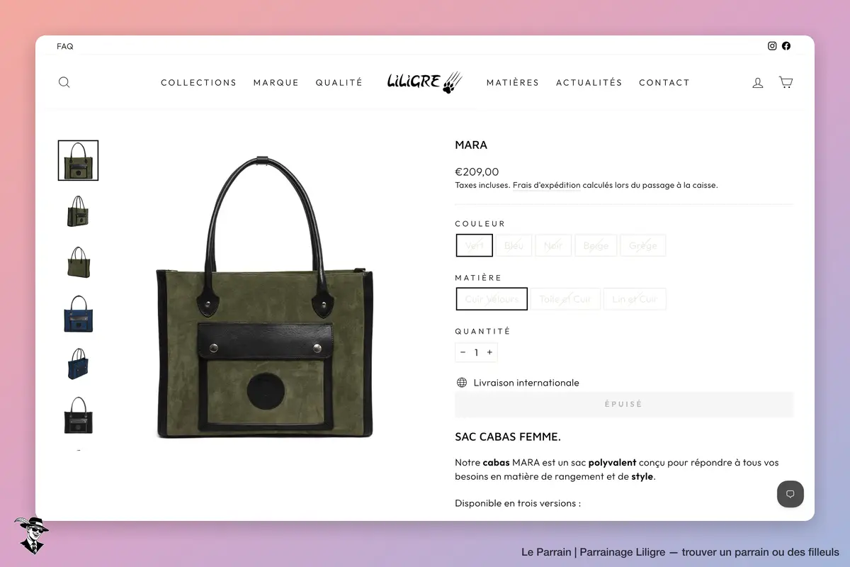 Page produit de Liligre
