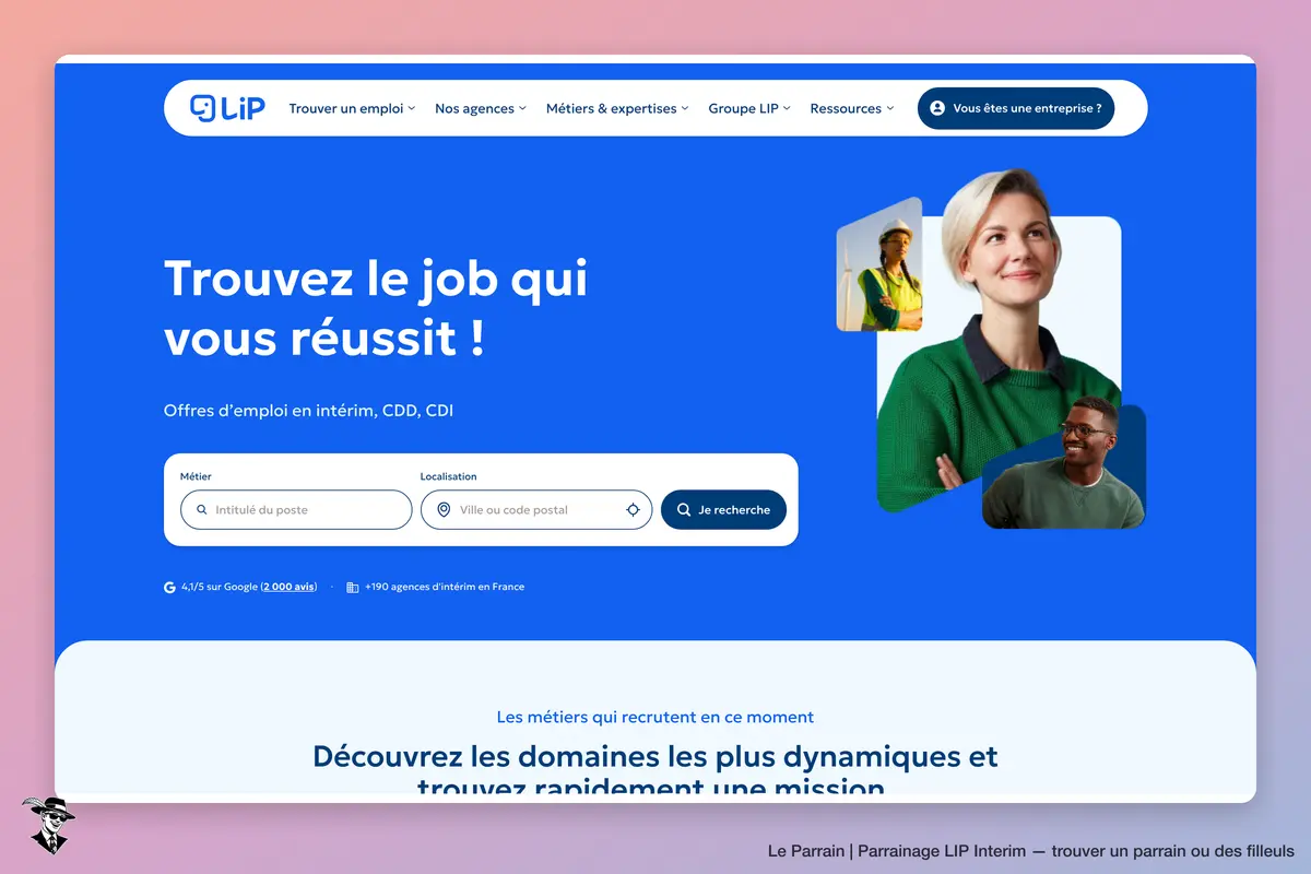 Page d'accueil de LIP Interim