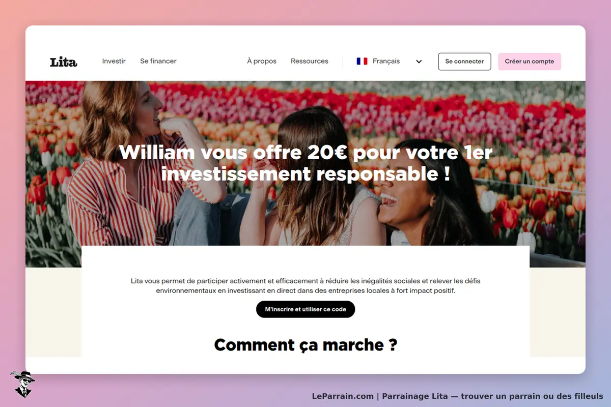 Lita : page d'accueil avec des femmes souriantes et un champ de fleurs colorées en arrière-plan