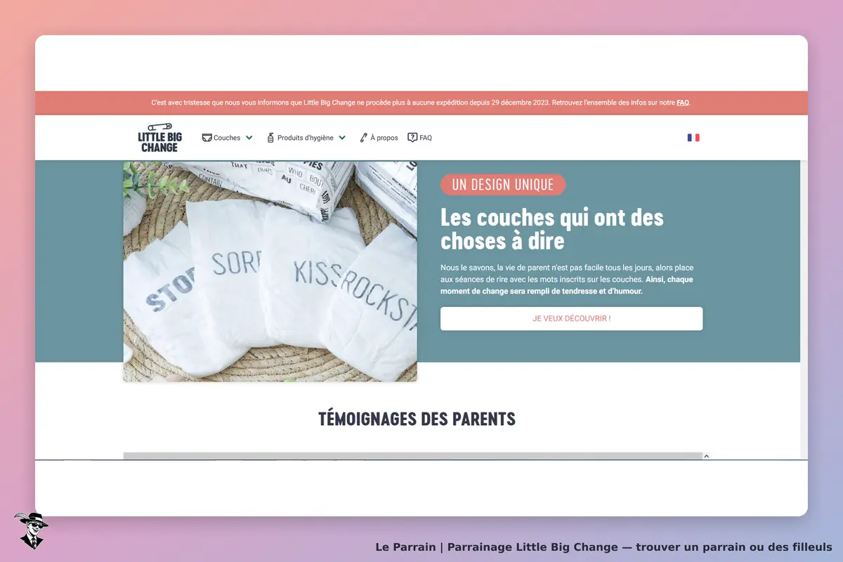Little Big Change : page d'accueil avec des couches affichées et un texte sur leur design unique
