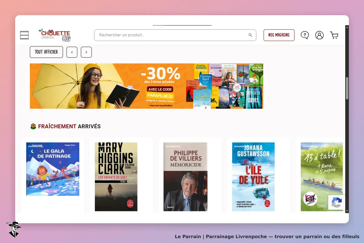 Livrenpoche : page d'accueil avec des livres récemment arrivés et une promotion en bannière