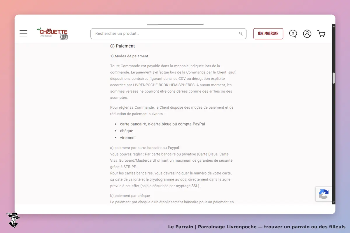 Livrenpoche : section sur les modes de paiement et instructions pour le règlement des commandes